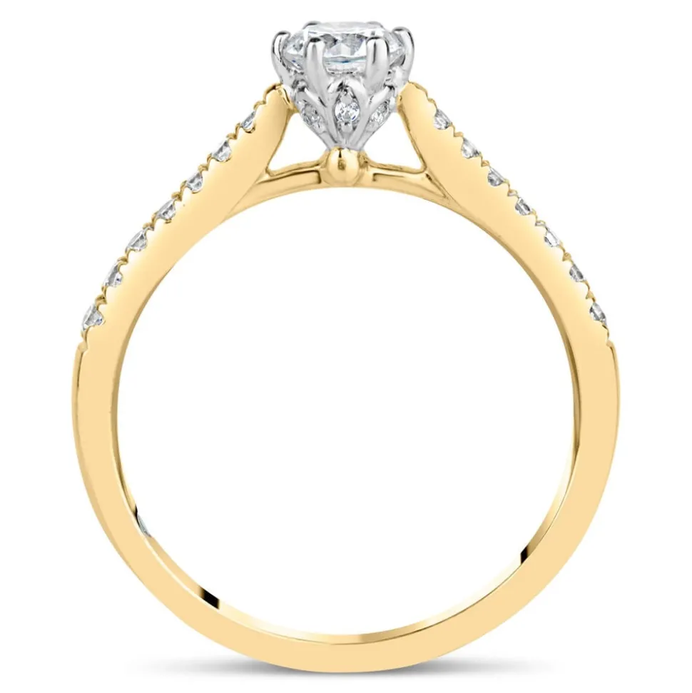 Kathy De Stafford 18ct Yellow Gold ''Simone'' 6 Stone Diamond Solitaire Shoulders 0.50ct Ring