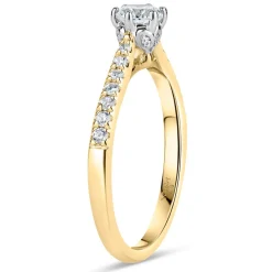 Kathy De Stafford 18ct Yellow Gold ''Simone'' 6 Stone Diamond Solitaire Shoulders 0.50ct Ring