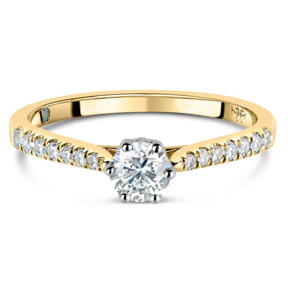 Kathy De Stafford 18ct Yellow Gold ''Simone'' 6 Stone Diamond Solitaire Shoulders 0.50ct Ring