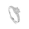 Kathy De Stafford Platinum 'Marnie' 0.33ct Diamond Solitaire Cluster Beaded Shoulders Ring