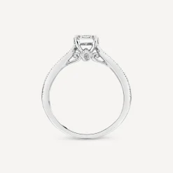 Kathy De Stafford Platinum 'Margot' 0.33ct Diamond Oval Cluster Beaded Shoulders Ring