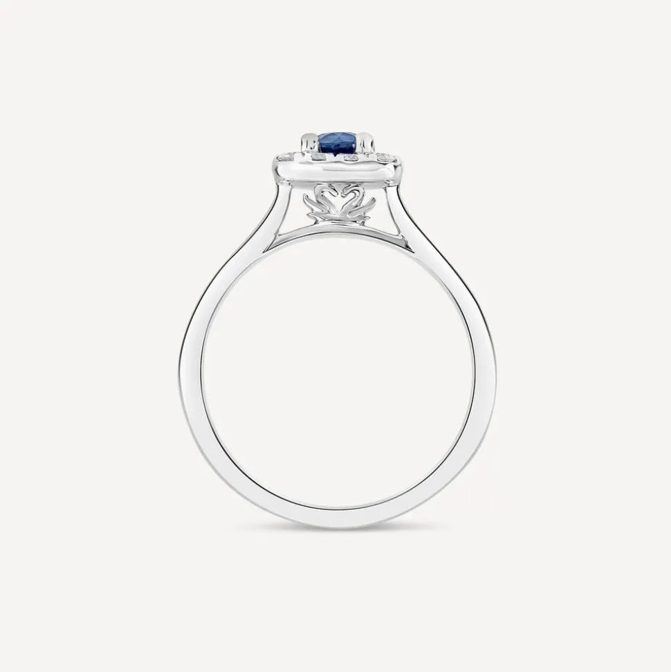 Kathy de Strafford 18ct White Gold Sadie Sapphire Centre 0.20ct Square Halo Diamond Ring