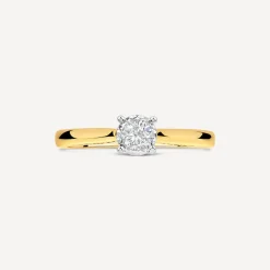 Kathy de Strafford 18ct Yellow Gold 0.24ct Round Solitaire & Diamond Accentuated Shoulders Ring