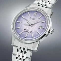 King Seiko KSK 6L &lsquo;Tenjin-Fuji Violet&rsquo; 38.6mm Dial Stainless Steel Bracelet Watch