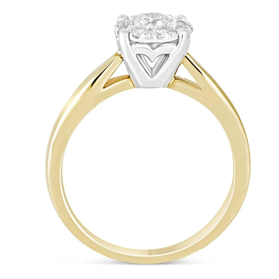 Ladies 18ct Gold Starburst Diamond Ring.