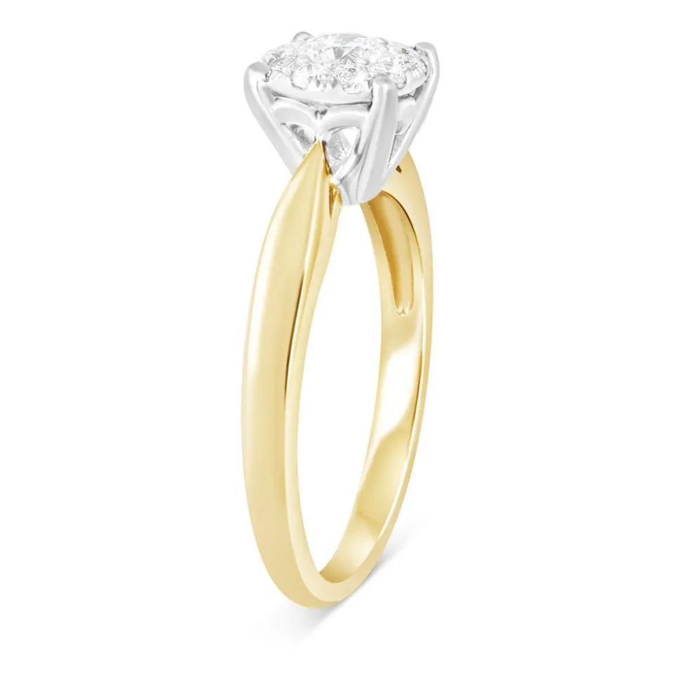 Ladies 18ct Gold Starburst Diamond Ring.