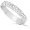 Ladies' 18ct White Gold 0.24 Carat Diamond Two Row Millgrain 3.5mm Wedding Ring