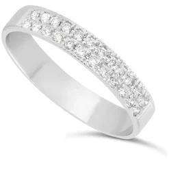Ladies' 18ct White Gold 0.24 Carat Diamond Two Row Millgrain 3.5mm Wedding Ring