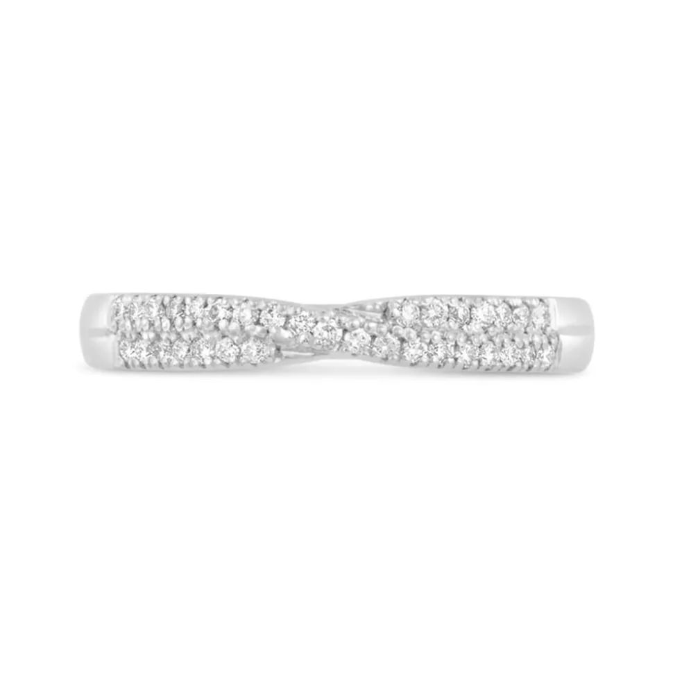 Ladies' 18ct White Gold 0.17 Carat Diamond Crossover Shaped Wedding Ring