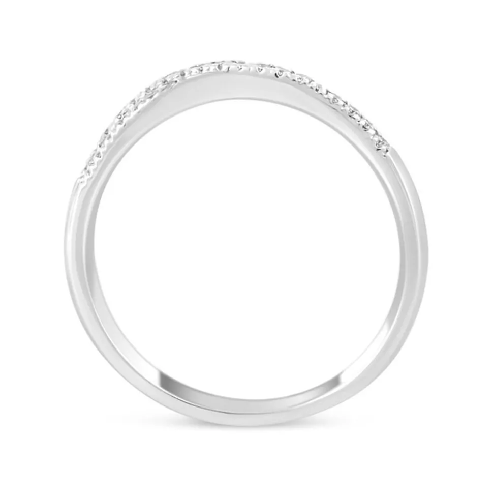 Ladies' 18ct White Gold 0.17 Carat Diamond Crossover Shaped Wedding Ring