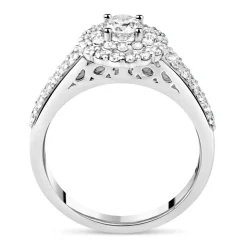 Ladies 18ct White Gold and Diamond Halo Engagement Ring