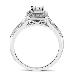 Ladies 18ct White Gold and Baguette Diamond Engagement Ring