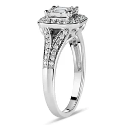 Ladies 18ct White Gold and Baguette Diamond Engagement Ring