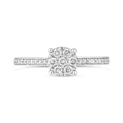Ladies 9ct White Gold Blossom Diamond Engagement Ring