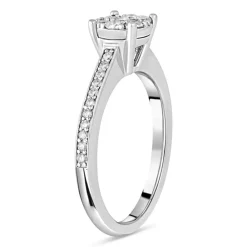 Ladies 9ct White Gold Blossom Diamond Engagement Ring