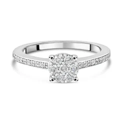 Ladies 9ct White Gold Blossom Diamond Engagement Ring