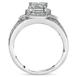 Ladies 9ct White Gold Diamond Quad Bridal Set .75ct