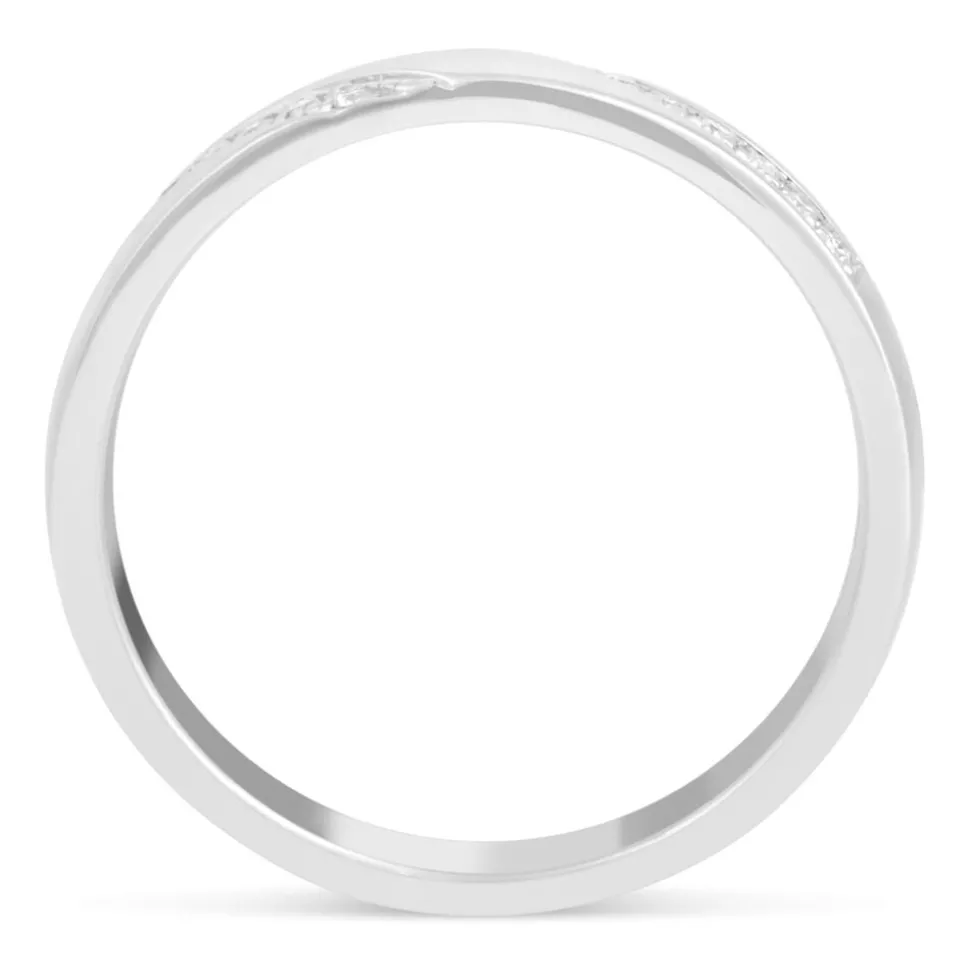 Ladies' 9ct White Gold Diamond Wave 3mm Wedding Ring