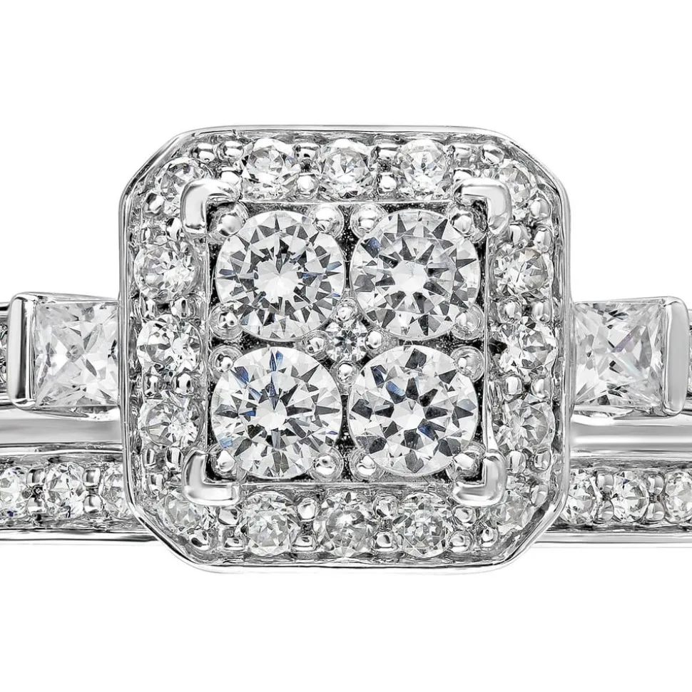 Ladies 9ct White Gold Diamond Quad Bridal Set .75ct