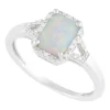 Ladies' 9ct White Gold, Opal and Diamond Dress Ring