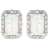 Ladies 9ct White Gold Opal and Diamond Stud Earrings