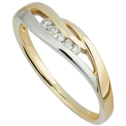 Ladies 9ct Yellow and White Gold Diamond Dress Ring