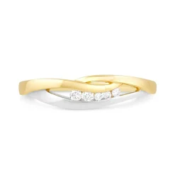 Ladies 9ct Yellow and White Gold Diamond Dress Ring
