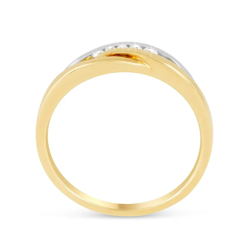 Ladies 9ct Yellow and White Gold Diamond Dress Ring