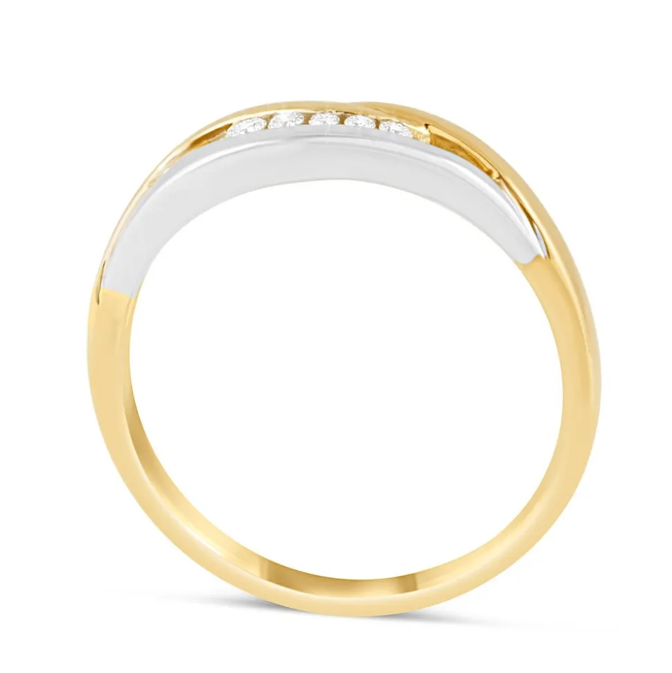 Ladies 9ct Yellow and White Gold Diamond Dress Ring