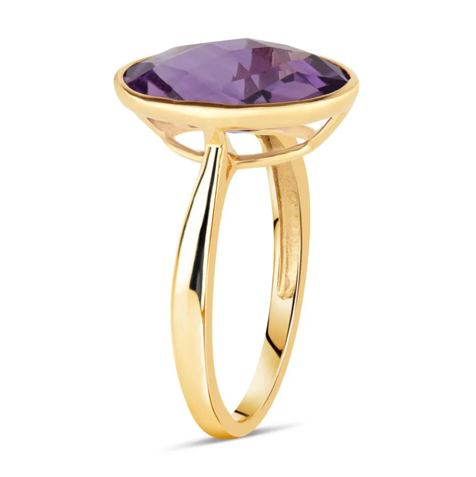 Ladies' 9ct Yellow Gold Oval Amethyst Ring