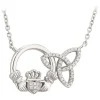Ladies Sterling Silver and Cubic Zirconia Interlinked Claddagh and Trinity knot pendant