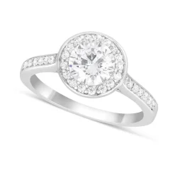 Ladies Sterling Silver Cubic Zirconia Halo Ring