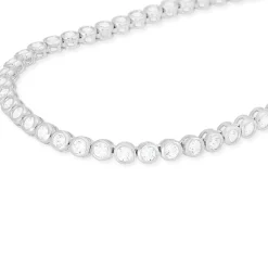 Ladies Sterling Silver Cubic Zirconia Tennis Necklace