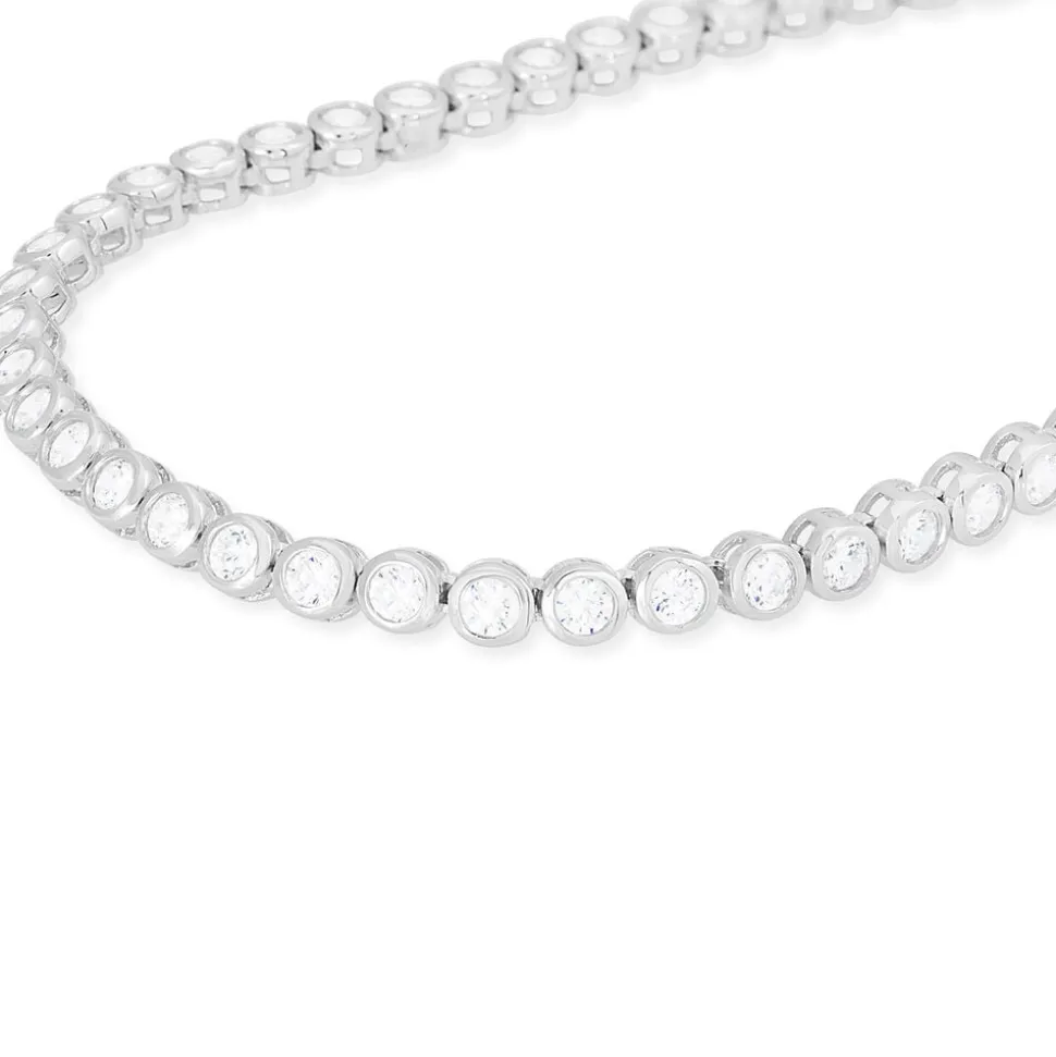 Ladies Sterling Silver Cubic Zirconia Tennis Necklace
