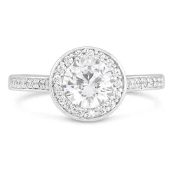 Ladies Sterling Silver Cubic Zirconia Halo Ring
