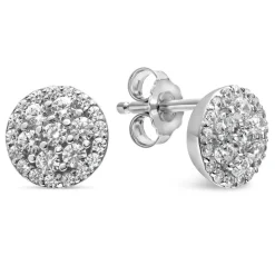 Ladies Sterling Silver Cubic Zirconia Cluster Stud Earrings