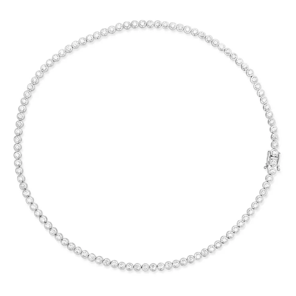 Ladies Sterling Silver Cubic Zirconia Tennis Necklace