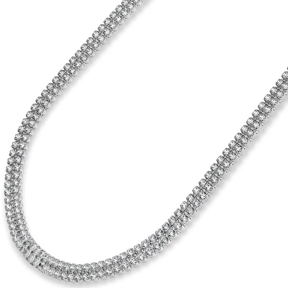 Ladies Sterling Silver Double Row Crystal necklace