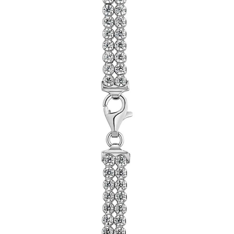 Ladies Sterling Silver Double Row Crystal necklace