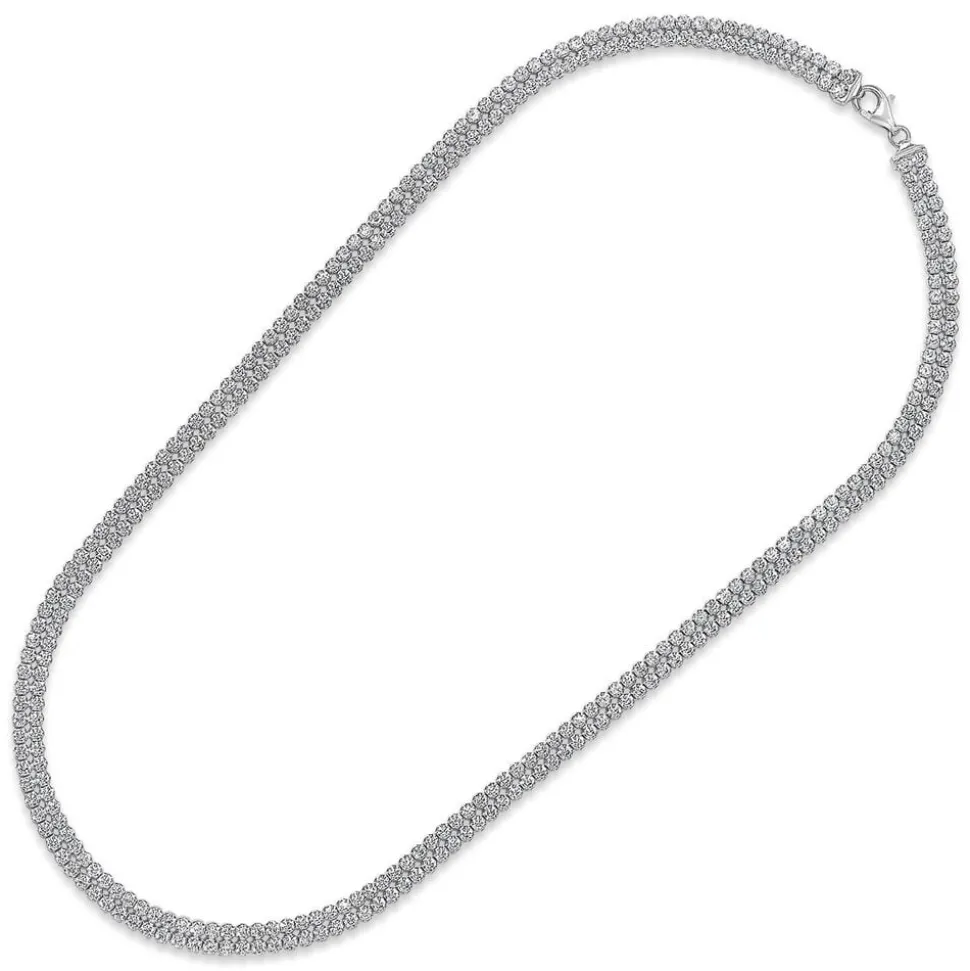 Ladies Sterling Silver Double Row Crystal necklace