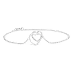 Ladies Sterling Silver Interlocking Heart Bracelet