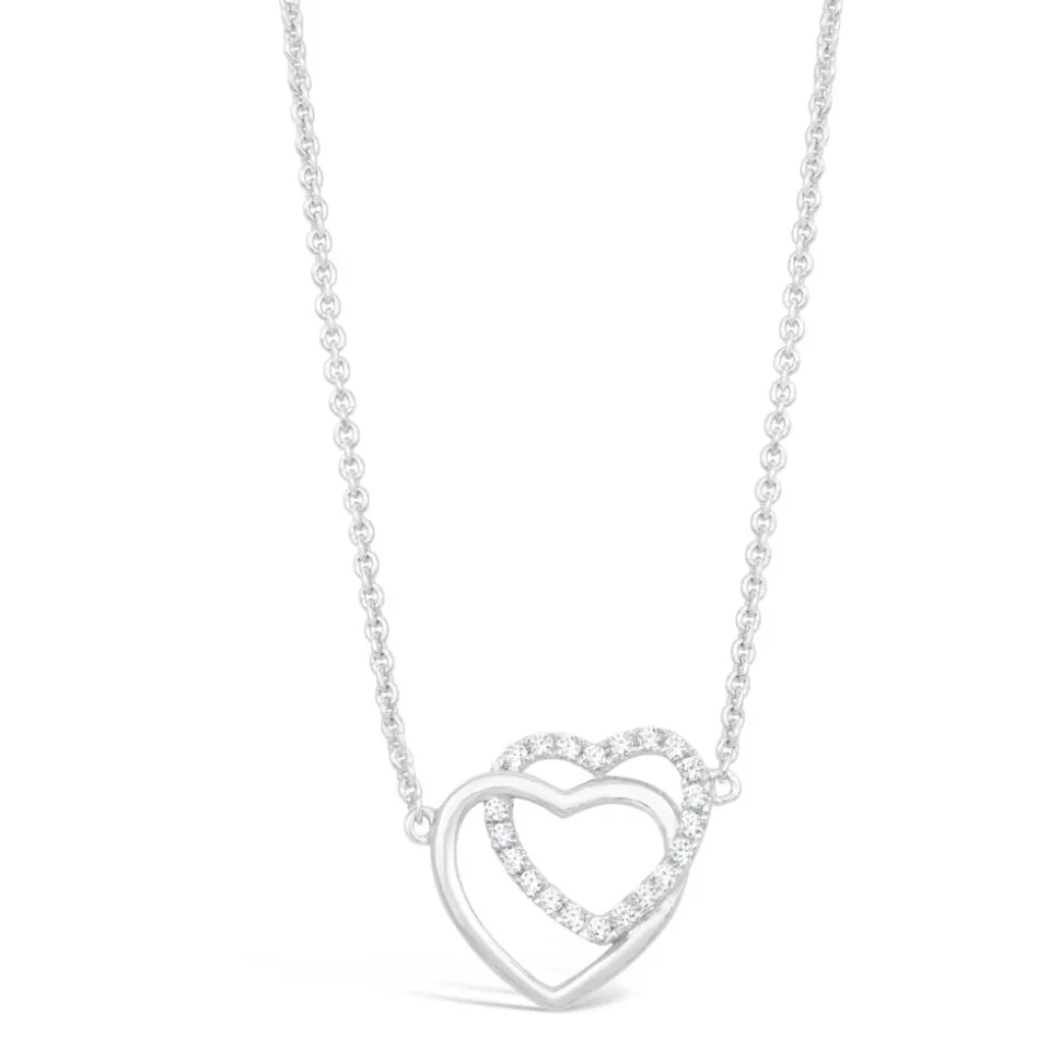 Ladies Sterling Silver Interlocking Heart Necklace