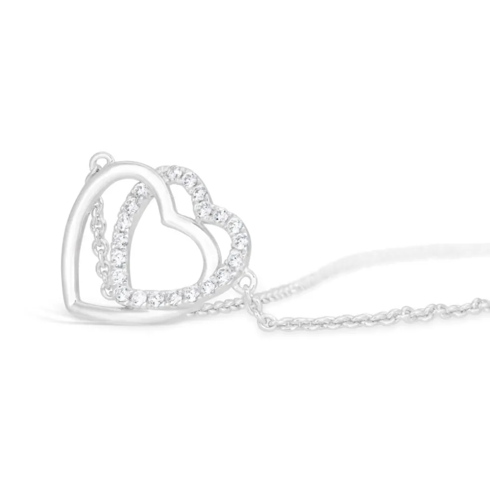 Ladies Sterling Silver Interlocking Heart Necklace