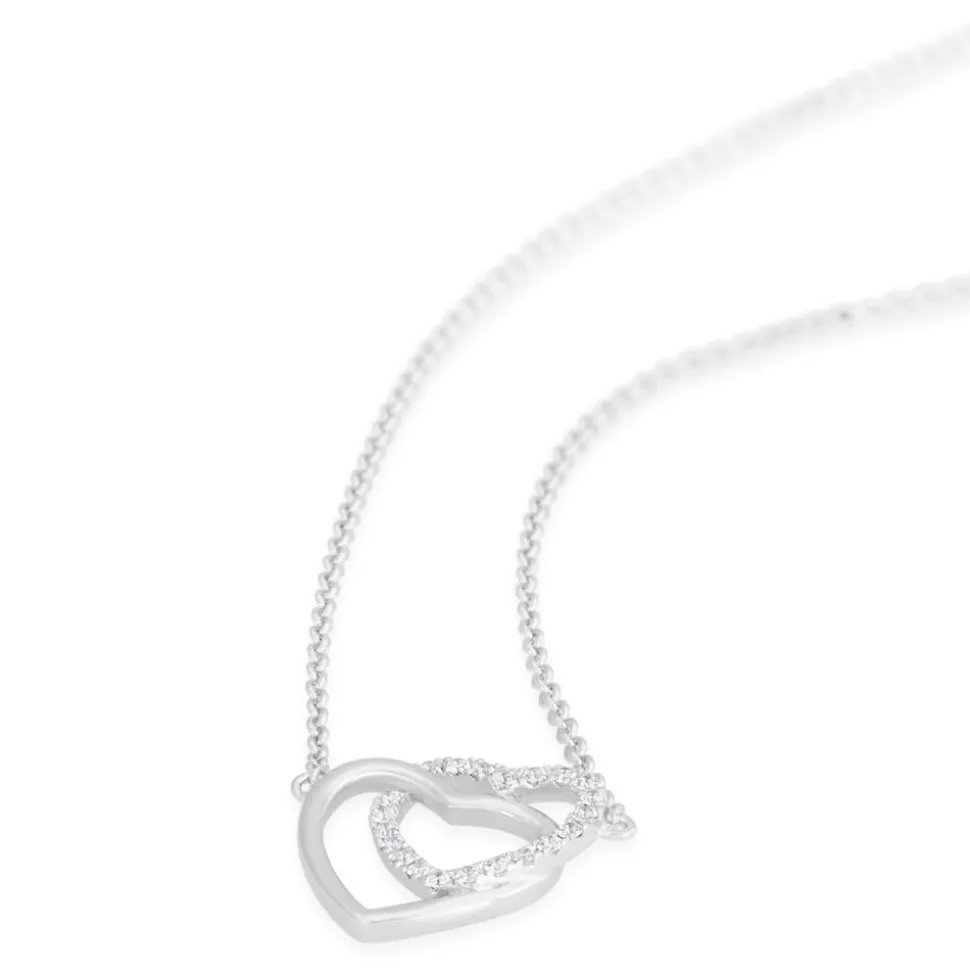 Ladies Sterling Silver Interlocking Heart Necklace