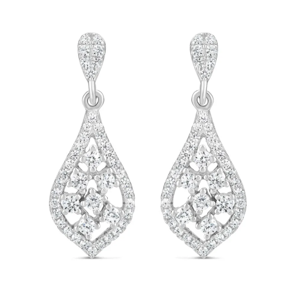 Ladies Sterling Silver Pear Shape Cubic Zirconia Sprinkle Drop
