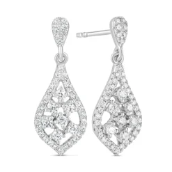Ladies Sterling Silver Pear Shape Cubic Zirconia Sprinkle Drop