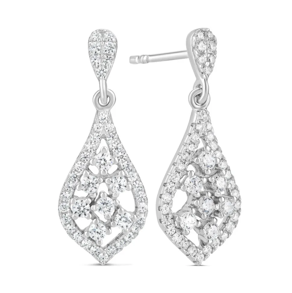 Ladies Sterling Silver Pear Shape Cubic Zirconia Sprinkle Drop
