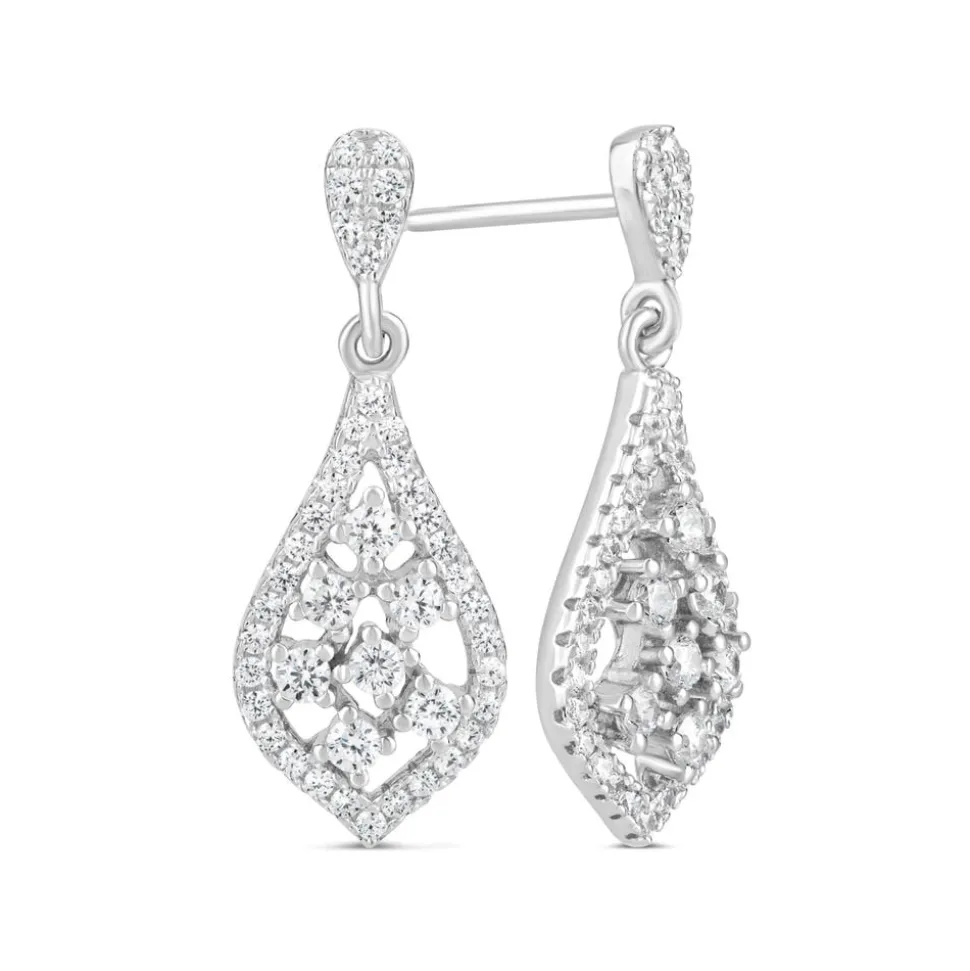 Ladies Sterling Silver Pear Shape Cubic Zirconia Sprinkle Drop
