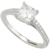 Ladies Sterling Silver Princess Cut Cubic Zirconia Ring