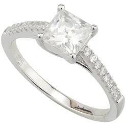 Ladies Sterling Silver Princess Cut Cubic Zirconia Ring